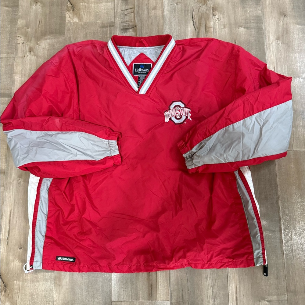 Vintage Ohio State Holloway Pullover Windbreaker Red XL Nylon Lined Embroidered - Picture 1 of 13